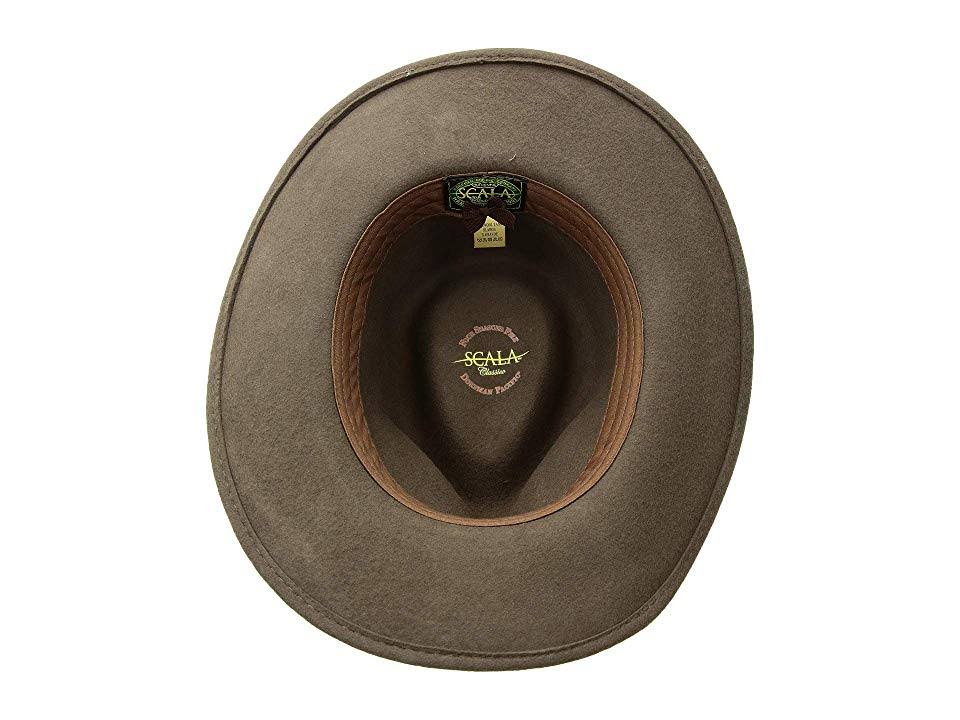 Scala Men&s Crushable Wool Outback Hat Khaki Large