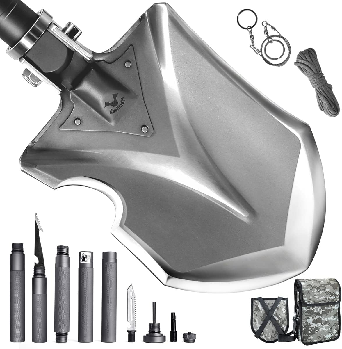 Zune Lotoo Survival Shovel High-Carbon Steel Tactical Folding Shovel Multifunction Camping Survival Tools Camping Shovel with Bag Survival Gear for