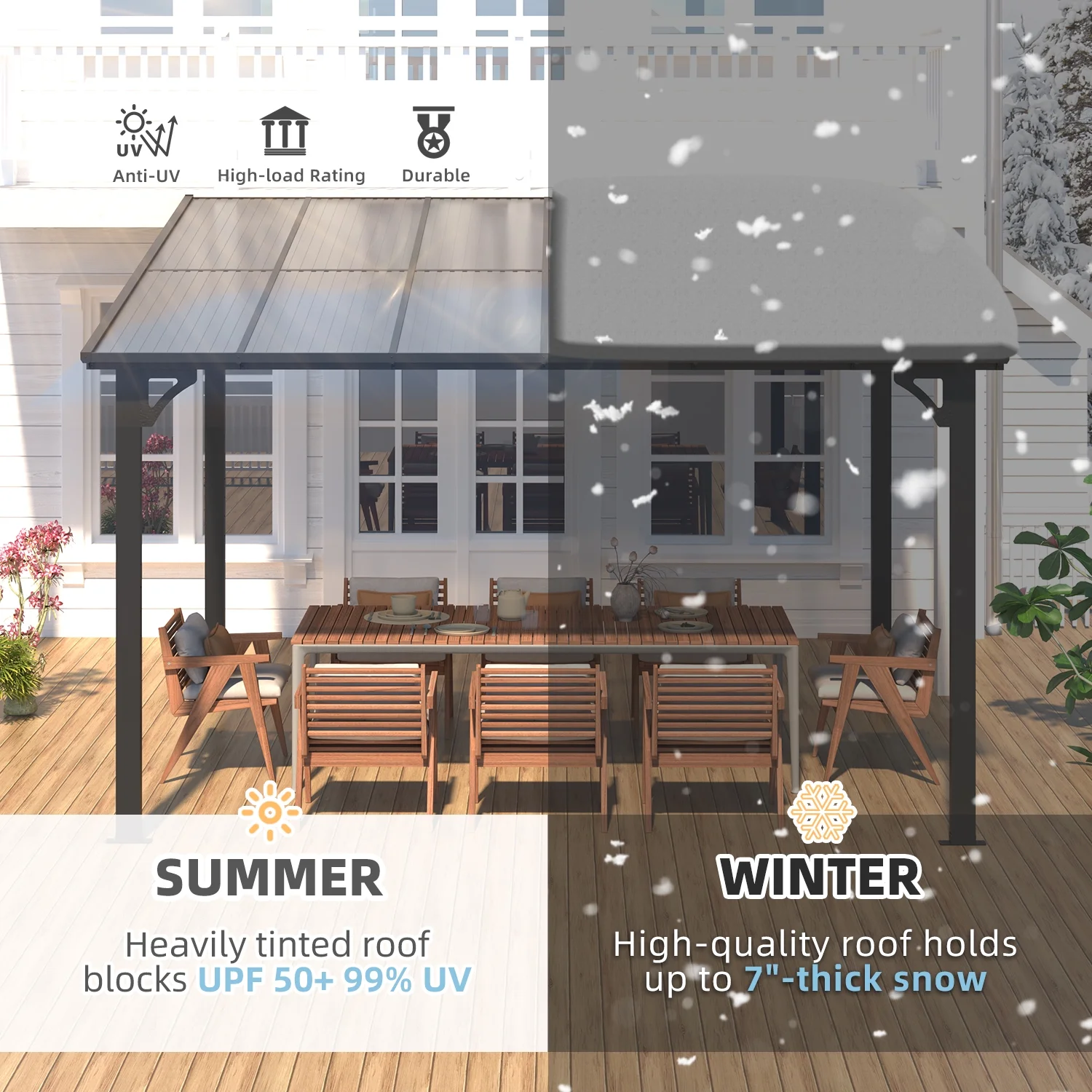 AECOJOY 10' x 12' Hardtop Gazebo Outdoor Aluminum Pergola ​for Garden, Patio, Backyard-​Gray