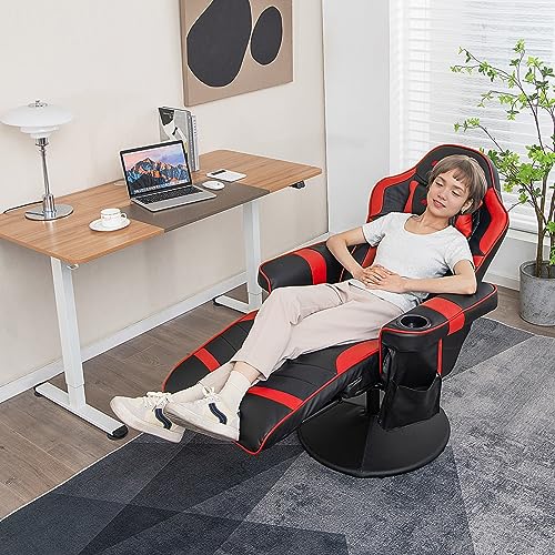 Goplus Massage Gaming Chair, Racing Style Gaming Recliner w/Adjustable Backrest and Footrest