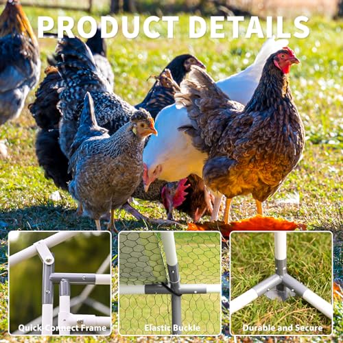 Large Metal Chicken Coop Walk-in Poultry Cage with Water-Resident and Anti-UV Cover Duck Rabbit Cat House Outdoor Chicken Run Pen with Spire Shaped