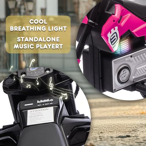24V 8AH Electric Dirt Bike, Kids Ride On Motorcycle with 200W High Speed Hub Motor, 90 Min Usage, Powered Off-Road Bike withShock Absorber