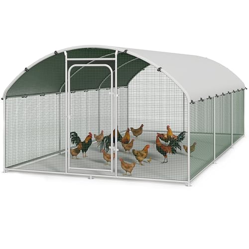 Chicken Coop Poultry Cage Large Metal Hen Run with Water-Resident Cover for Rabbit Duck House Outdoor Walk-in Chicken Pen for Yard