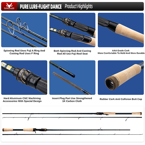 PURELURE DANCE S822H ML H Spinning Rod For Bass High Carbon Long Throwing Fishing Rod In FUJI Accessories, Plus Spinning Reel