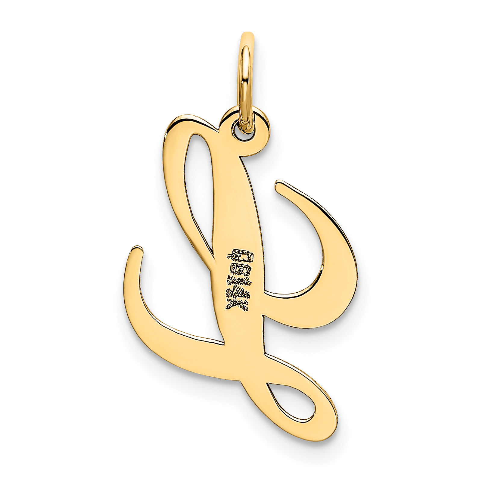 Carat in Karats 14K Yellow Gold Small Fancy Script Letter L Initial Pendant Charm With 14K Yellow Gold Lightweight Rope Chain Necklace 20''