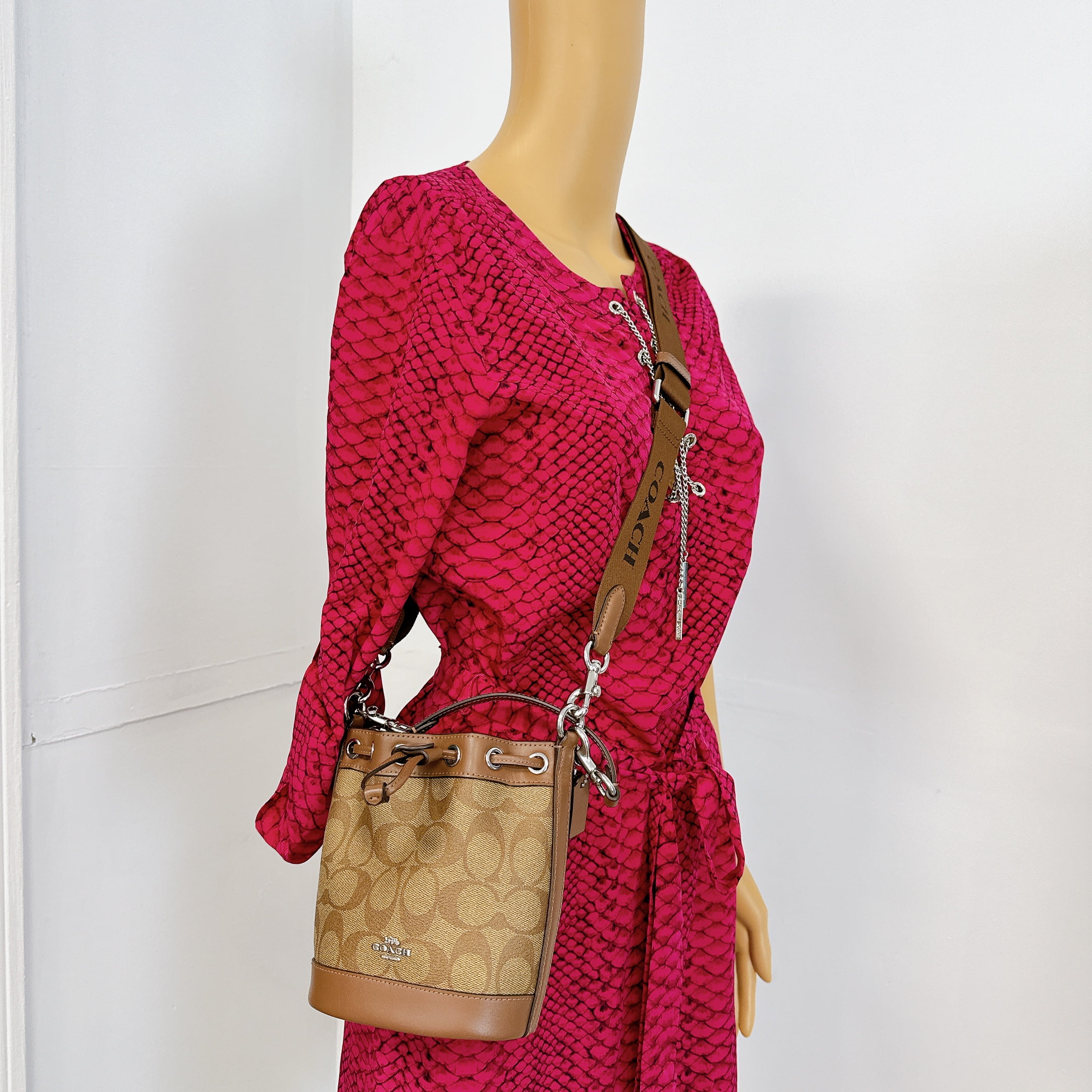 Coach CR145 Mini Bucket Bag In Signature Canvas IN Khaki Saddle - Radiant Selections
