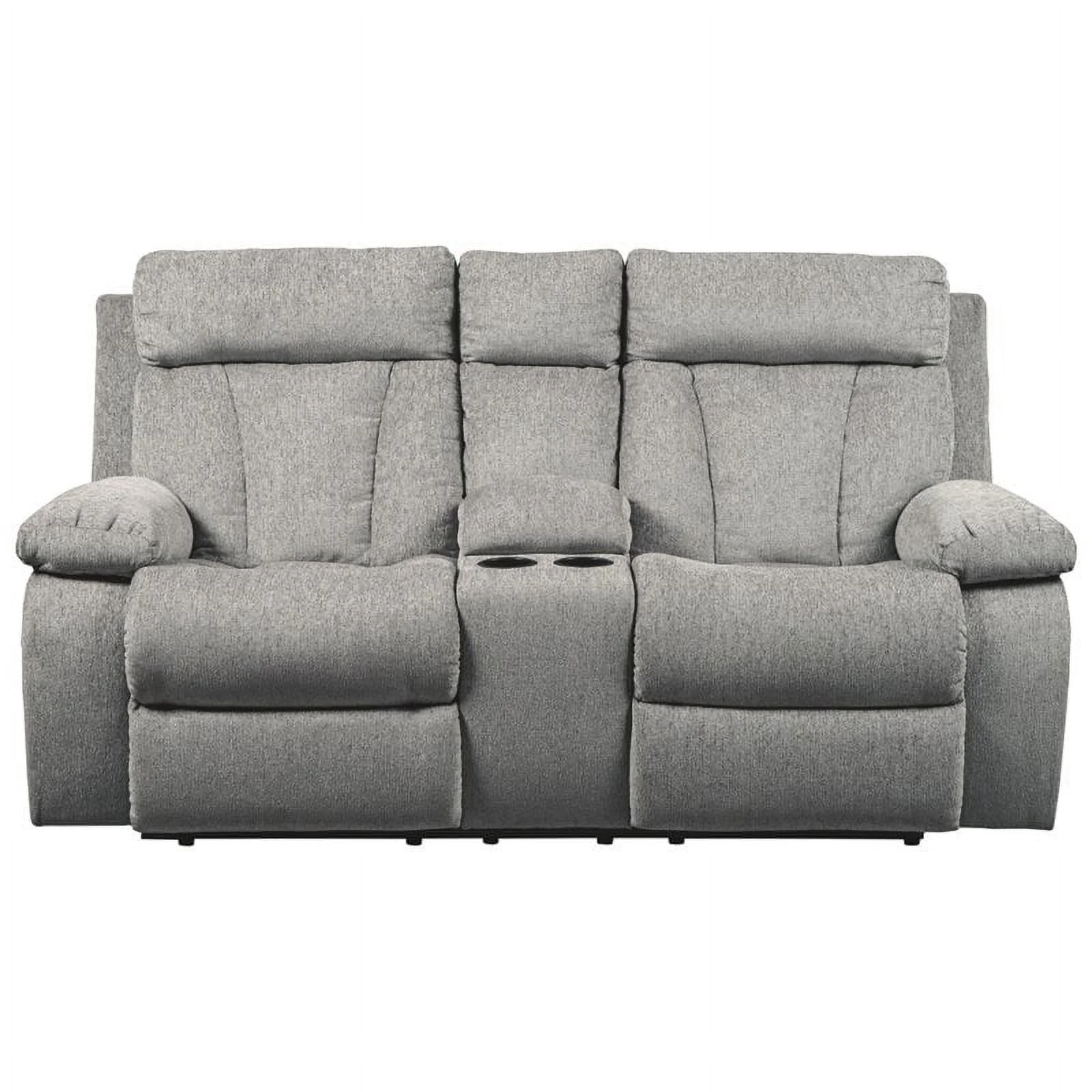 Bowery Hill Contemporary Reclining Loveseat with Console in Fog