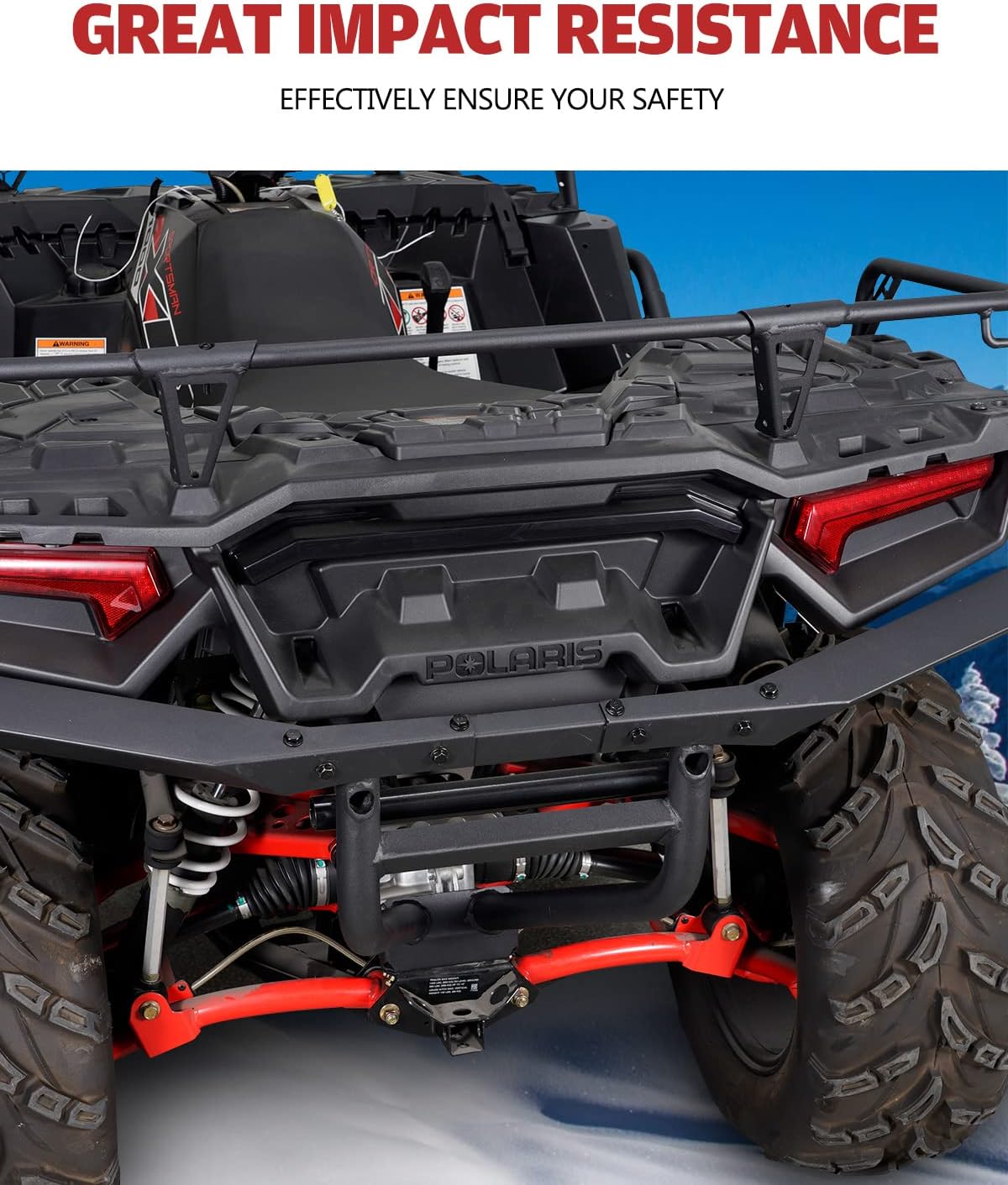 A & UTV PRO Rear Bumper Brush Guard for 2017-2022 Polaris Sportsman 850 / XP 1000,Heavy Duty Ultimate Series Steel Rear Bumper Protector Accessories