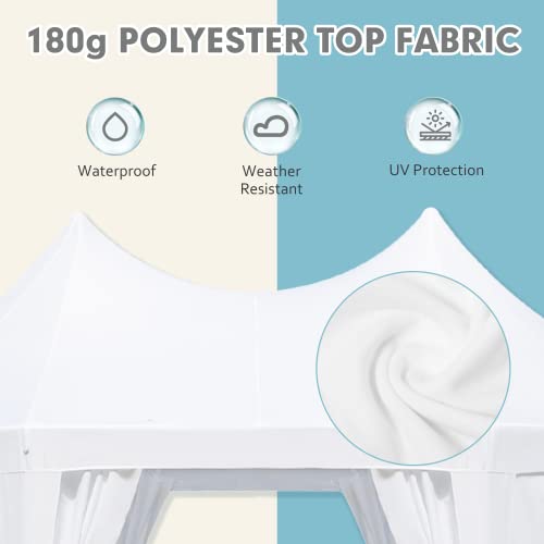 EROMMY 26x19ft Party Tent, White Wedding Tent, Decagonal Heavy Duty Canopy with 8 Removable Sidewalls, 8 Church Windows and 2 Pull-Back Doors