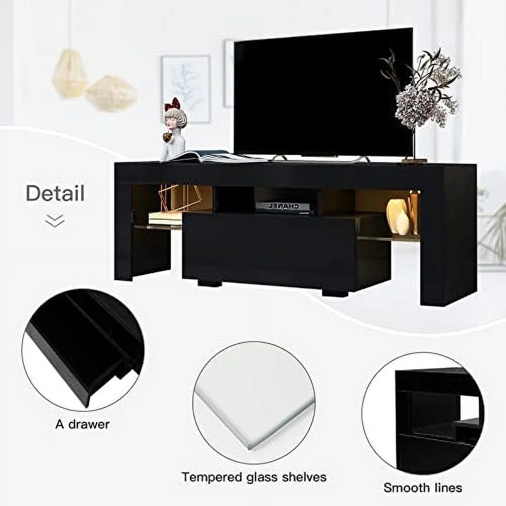 NLIBOOMLife Modern TV Stand with 2  Cabinets Entertainment Center for 65 inch TV Simple Television Media Console Table with 2 Open Shelves Wood TV
