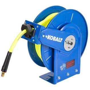 Kobalt 3/8 in 50 ft Poly Hybrid Air Hose Retractable Hose Reel Durable Steel 8095-68