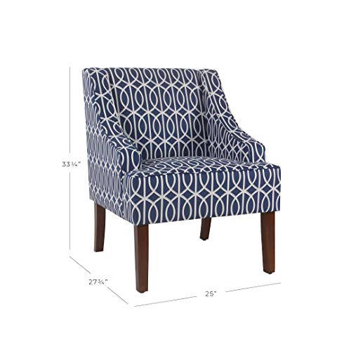 HomePop Velvet Swoop Arm Accent Chair, Suri Blue