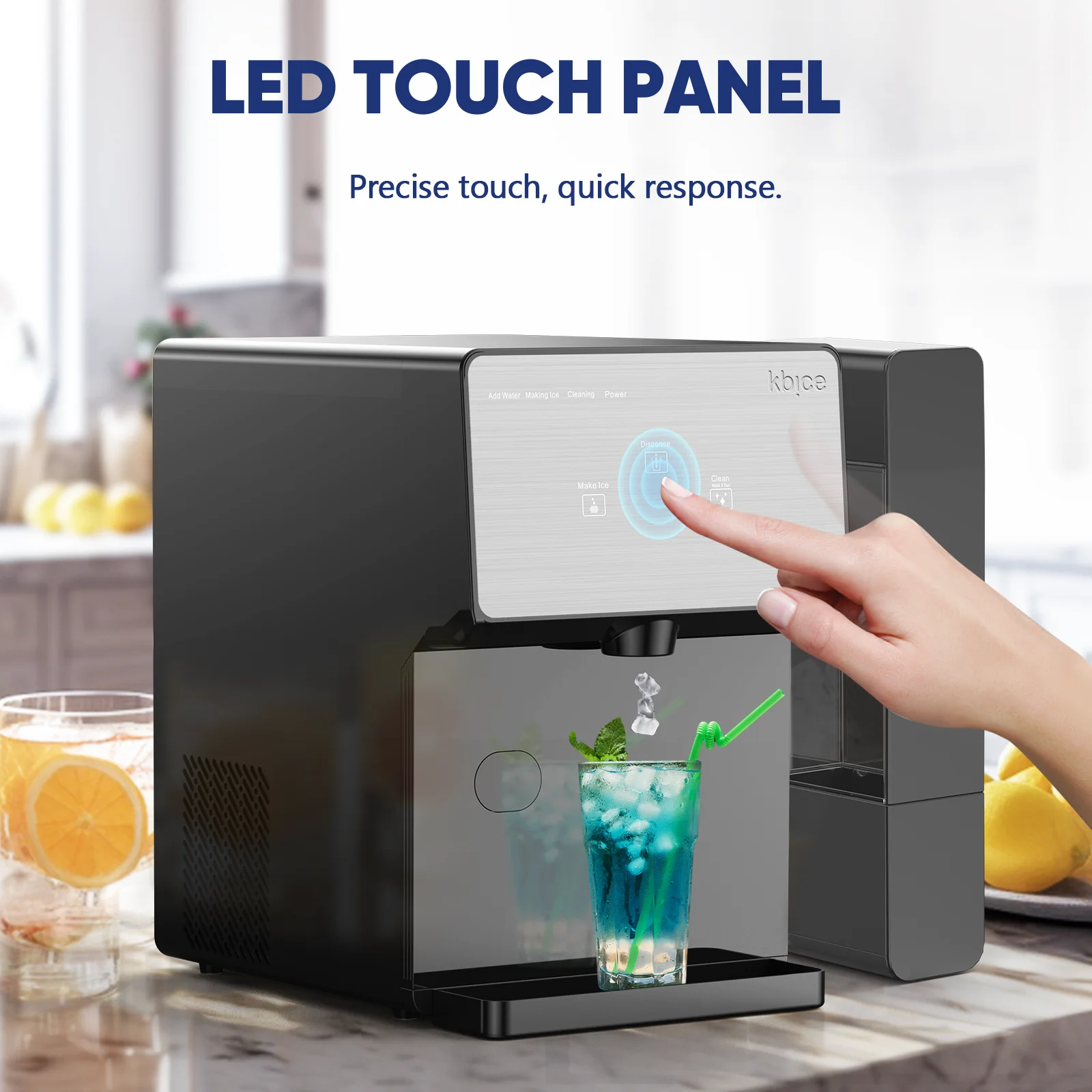 KBICE 3.0 Self Dispensing Countertop Nugget Ice Maker, Crunchy Pebble Ice Maker with Water Tank