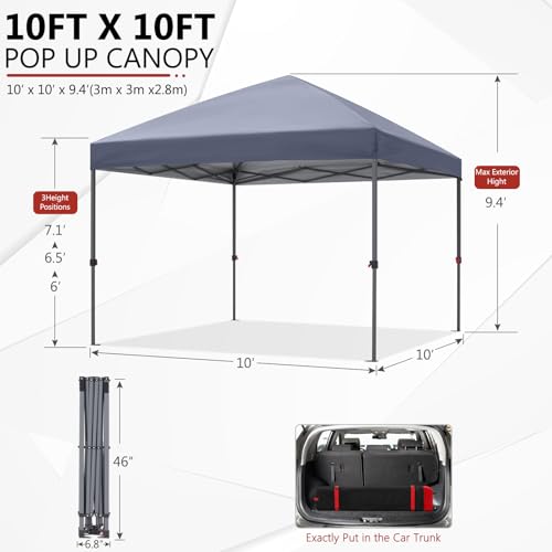 ABCCANOPY Durable Easy Pop up Canopy Tent 10x10, Red