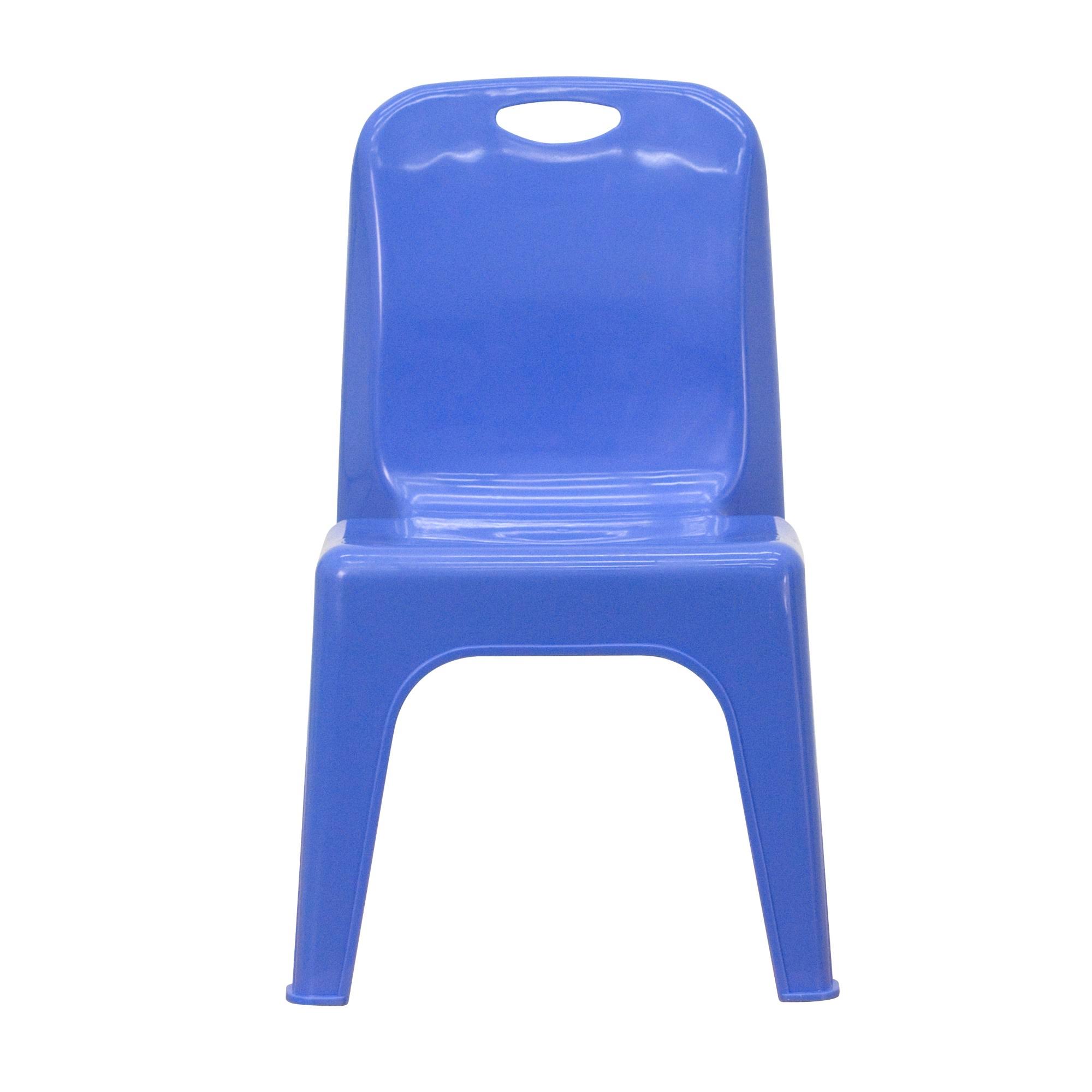 Flash Furniture 4 Pack Blue Plastic Stackable School Chair with Carrying Handle and 11