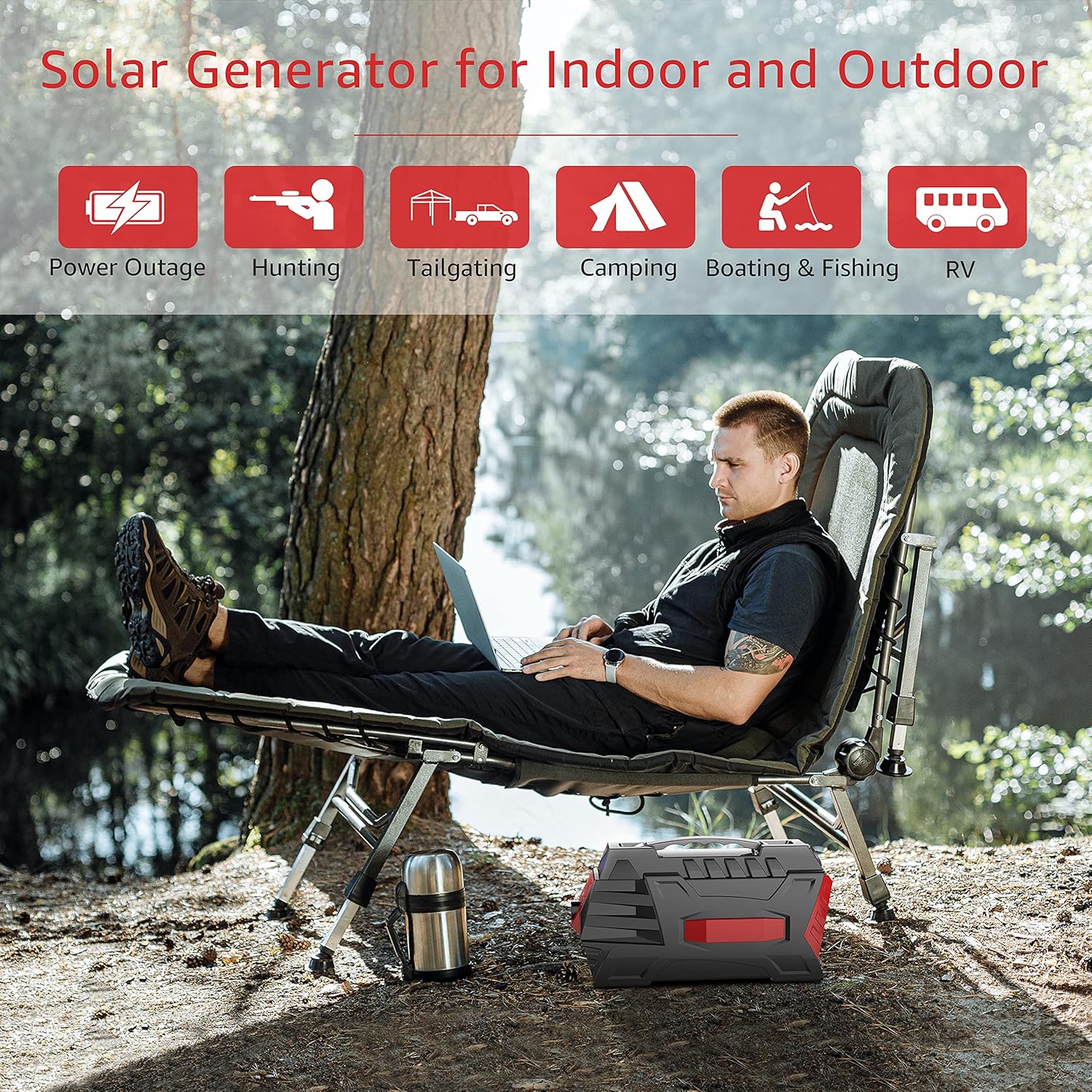 500W Portable Power Station, 296Wh Solar Generator Backup Battery Pack with 110V/500W AC Outlet, Portable Power Bank Outdoor Generators for Home Use