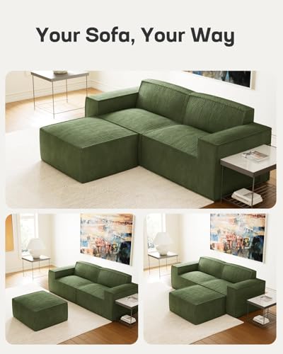 Marsail 142" Oversized Deep U Shaped Modular Sofa, Corduroy Cloud Couches with Deep Seats and High-Back Design