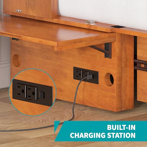 BALUS Murphy Cabinet Bed, Queen Cabinet Chest Bed with USB Charging Station, Tri-Fold Mattress