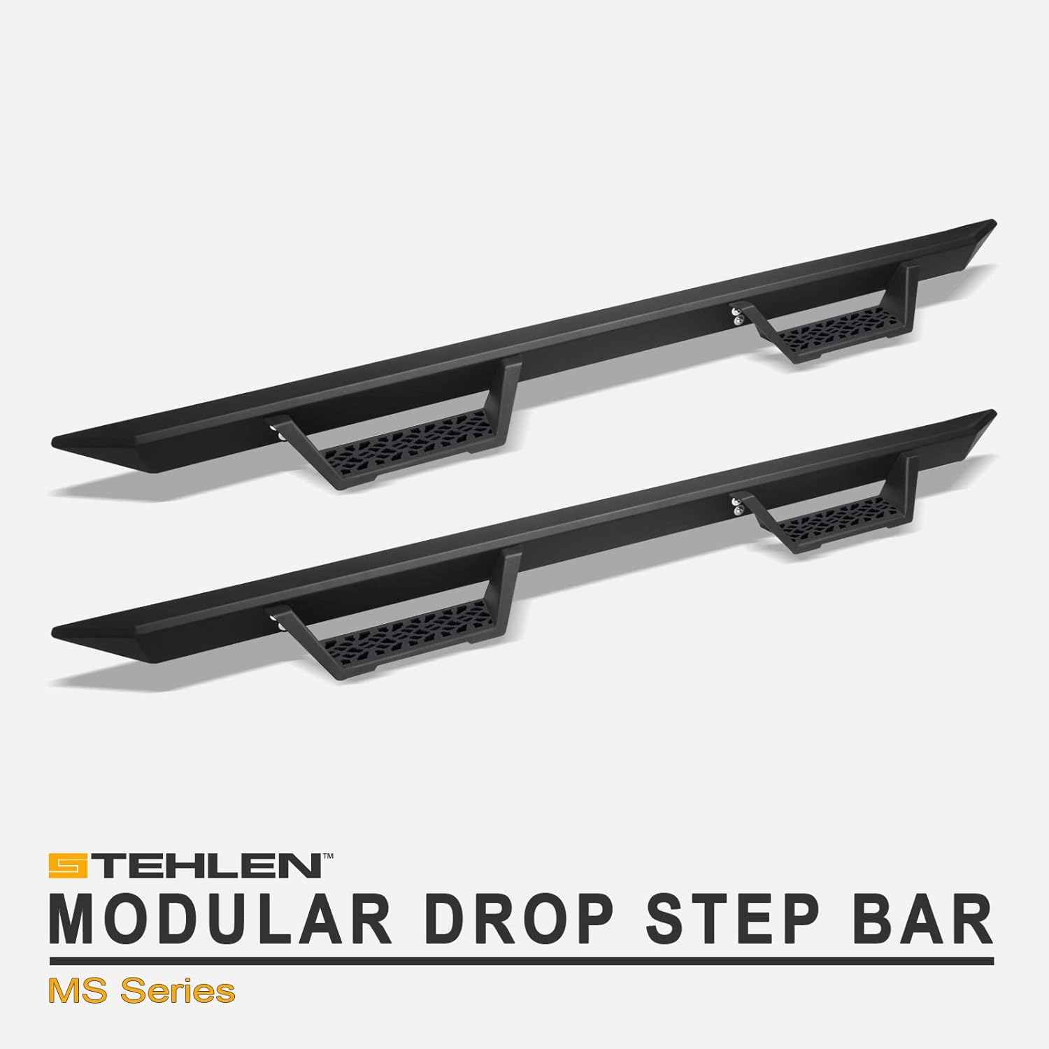 Stehlen 733469494430 Modular Drop Step Side Nerf Bars Rail Running Boards - Matte Black For 2001-2004 Toyota Tacoma Double (Crew) Cab