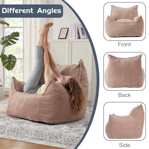 Giant Bean Bag Chair Sofa for Adults Teens, Comfy Corduroy Large Bean Bag Chairs with Armrests for Bedroom Living Room