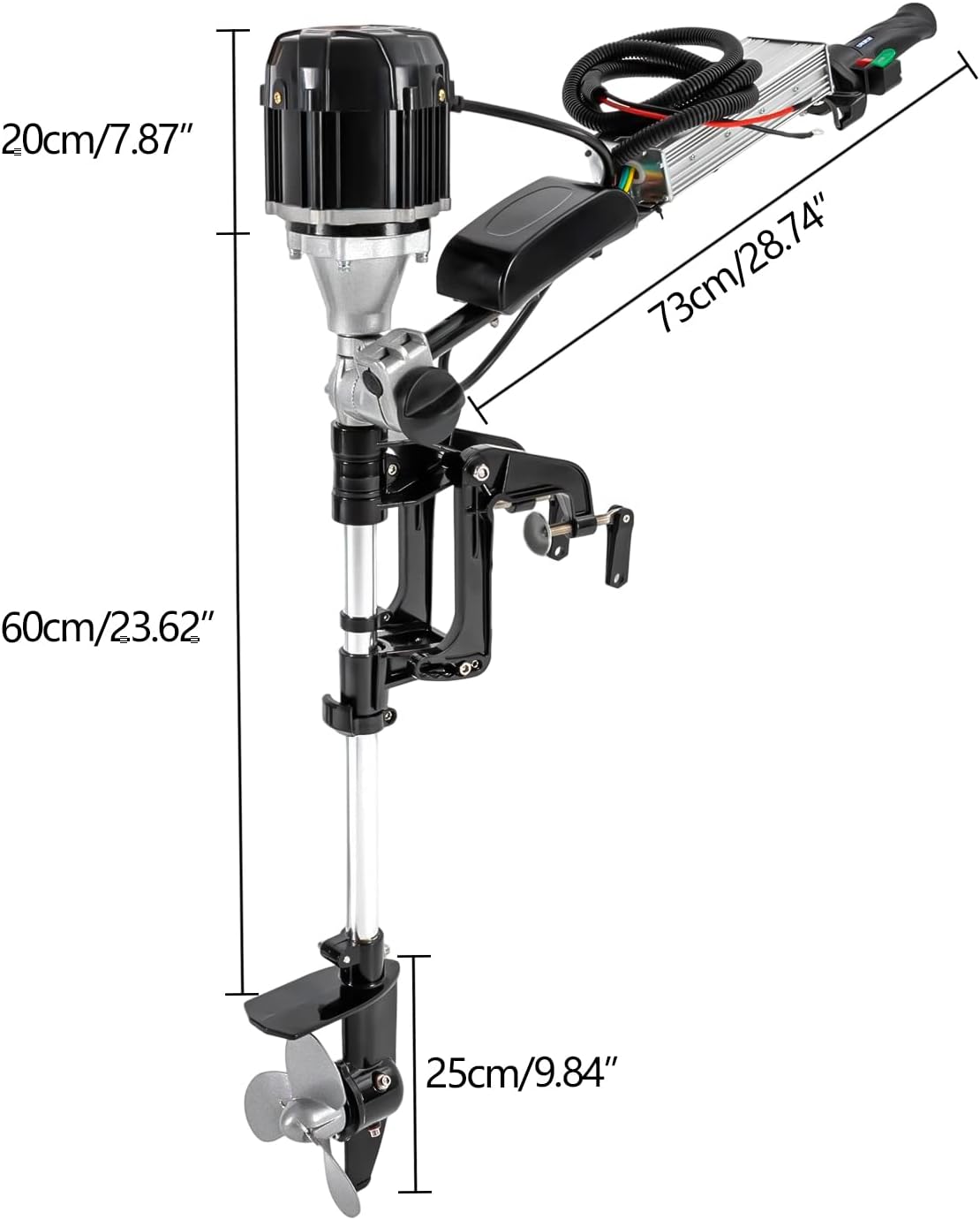 1000W 5HP Electric Outboard Motor Fishing Boat Engine Brushless Trolling Start Marine Trolley Driver Propeller Steering Handle for 6.56-13.12ft Small