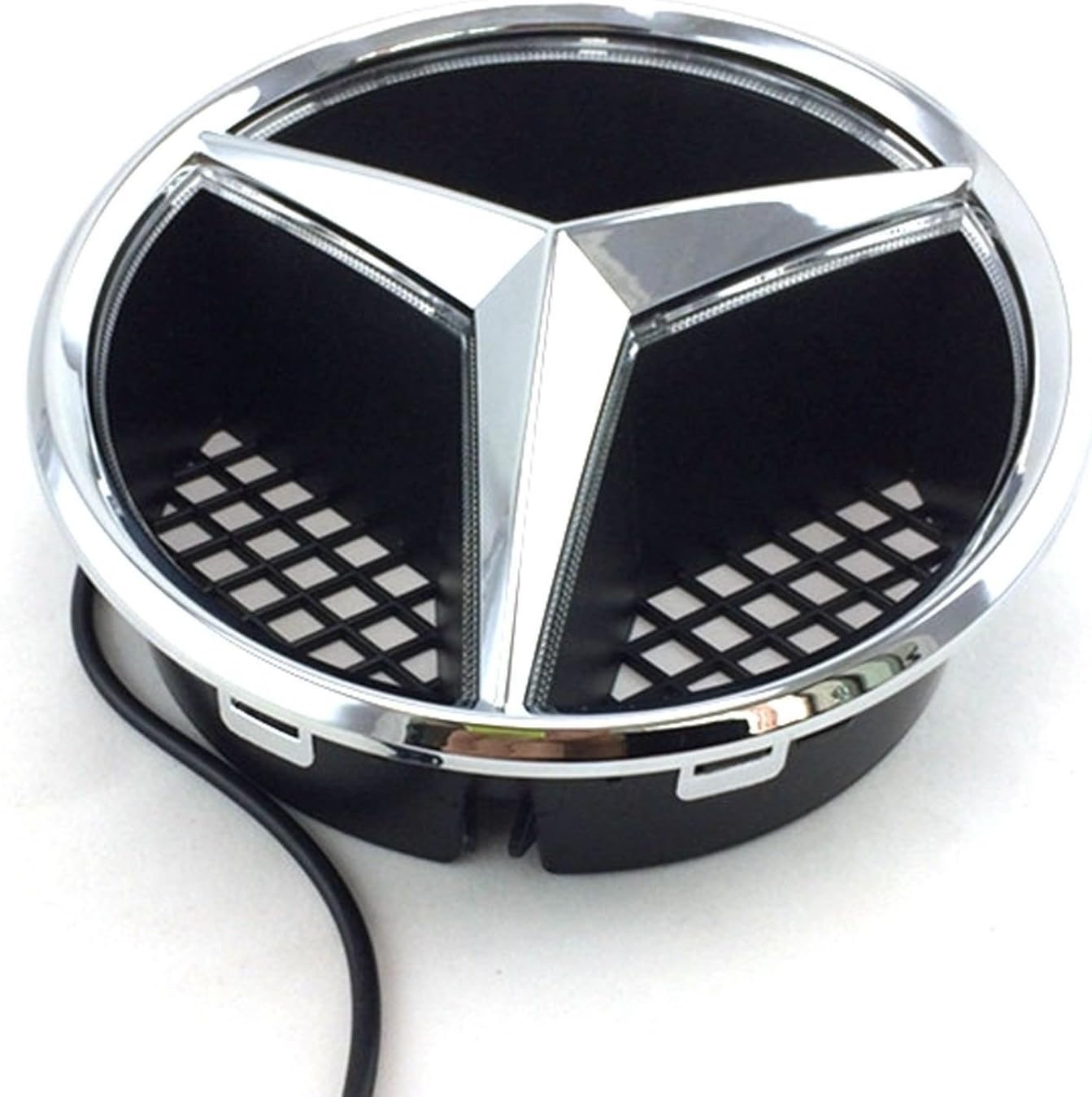 Car Front Grille Star Emblem LED Logo Works with Mercedes Benz 2006-2013 Illuminated LED Badge Light White Pack of 2