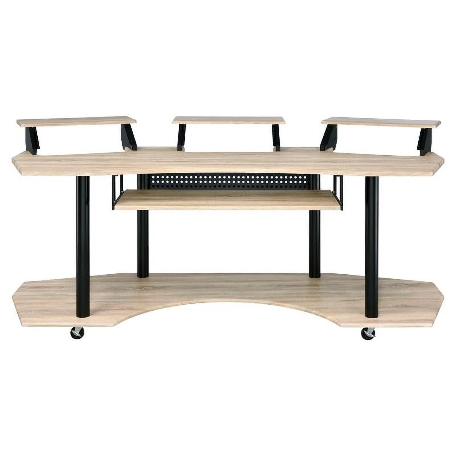Pemberly Row Contemporary Wood Studio Music Recording Desk in Natural Oak