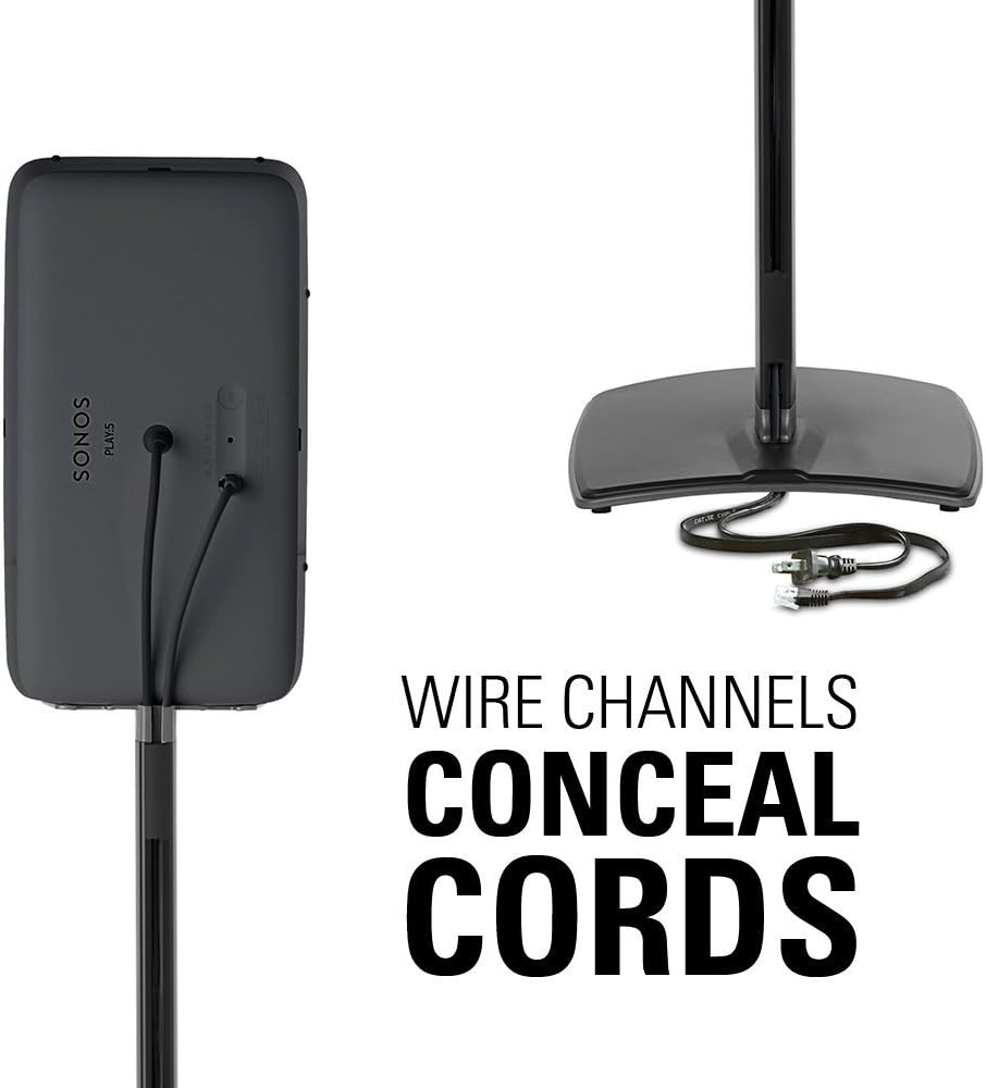 Sanus Wireless Speaker Stand for Sonos Five & Play:5 – Audio Enhancing Design for Vertical & Horizontal Orientations with Built-in Cable Management