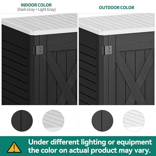 YITAHOME Outdoor Horizontal Storage Sheds w/o Shelf, Weather Resistant Resin Tool Shed, Multi-Opening Door for Storage of Bike, Trash Cans
