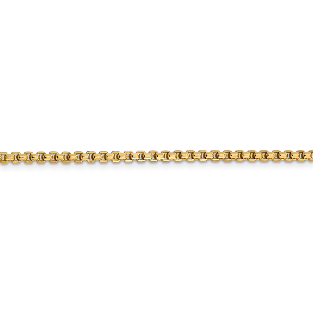 Real 14kt Yellow Gold 2.45mm Semi-Solid Round Box Chain; 24 inch; Lobster Clasp; for Adults and Teens; for Women and Men