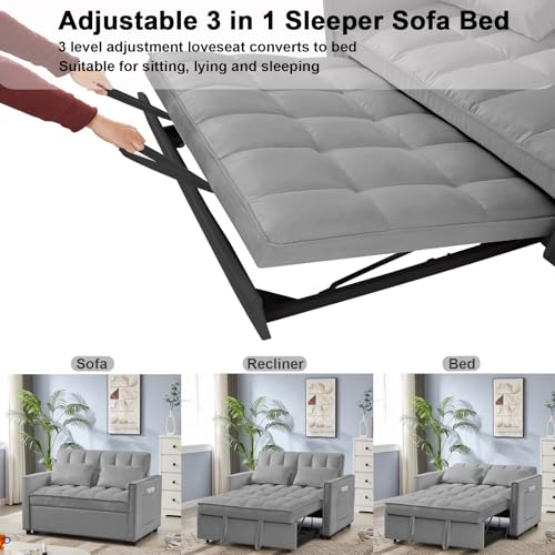 68.11" Corduroy Sleeper Chair Bed with USB Port, Cup Holders & Side Storage Pockets – 3-in-1 Foldable Sofa Bed for Guest Room, Living Room – White