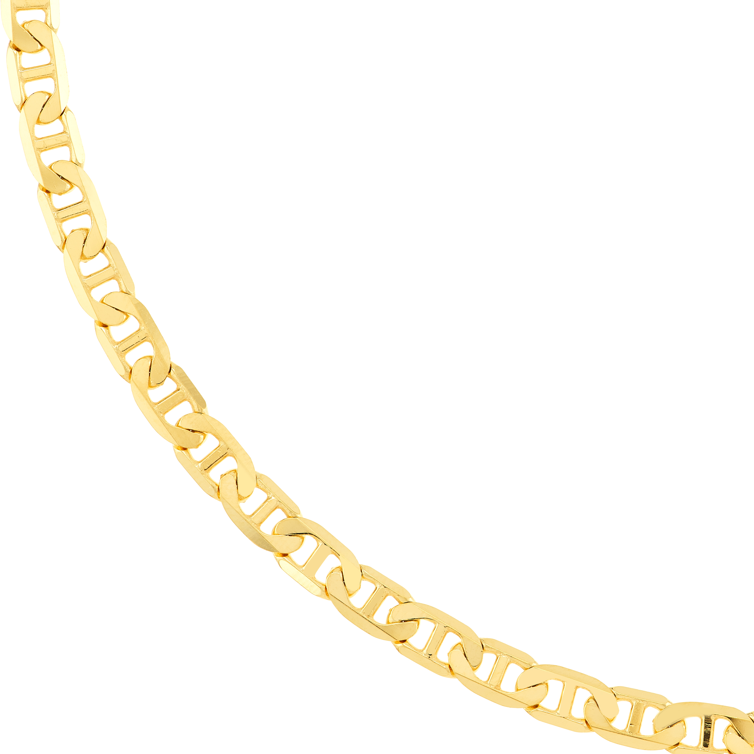 14K Yellow Gold Men & Women's 24" 3.7mm Flat Mariner Chain Necklace