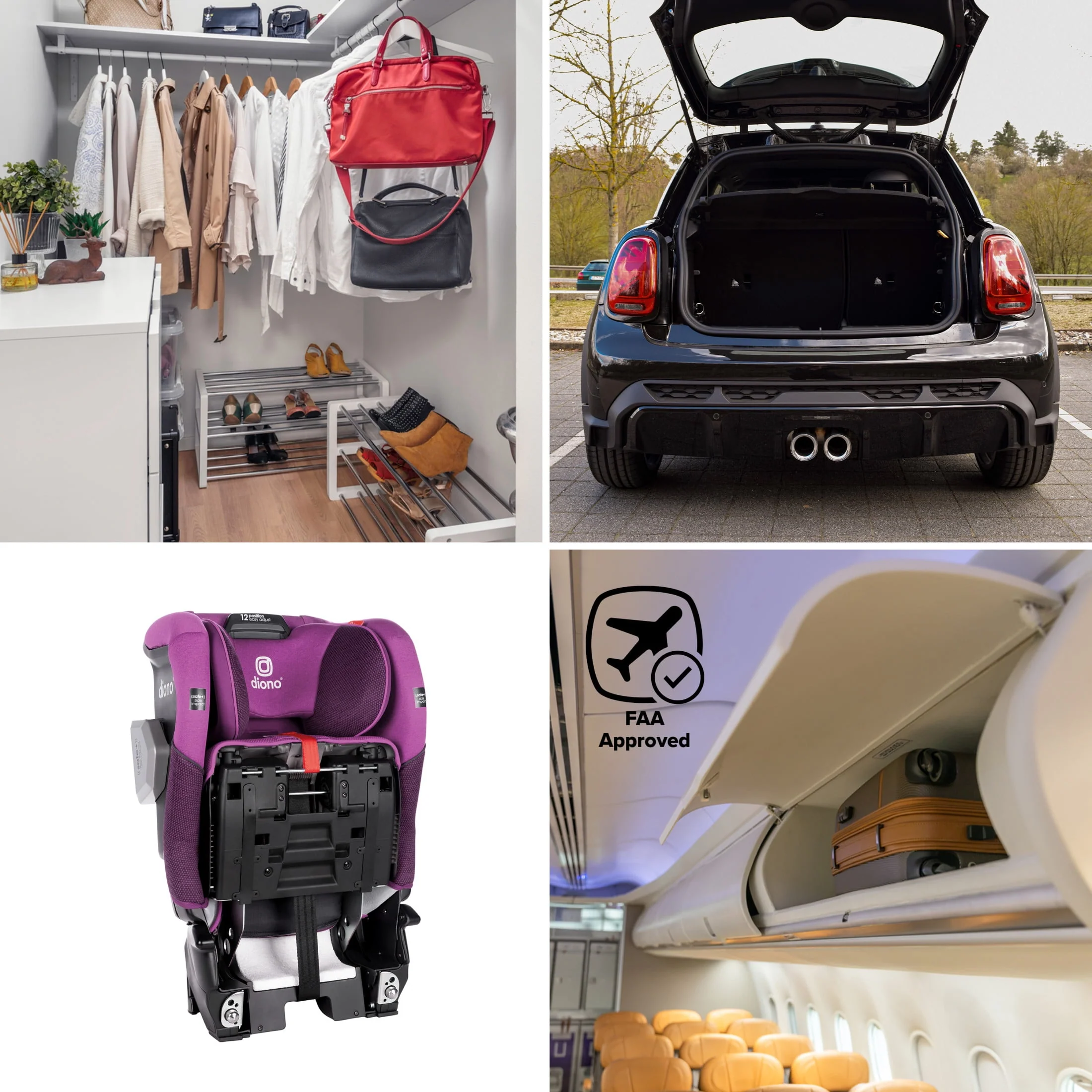 Diono Radian 3QXT SafePlus All-in-One Convertible Car Seat, Slim Fit 3 Across, Red