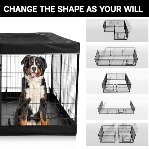 PJYuCien Dog Playpen Plus Storage Bag, 32" H 8 Panels Puppy Pen with Square Bottom, Heavy Duty Dog Fence for Puppies/Small Dogs