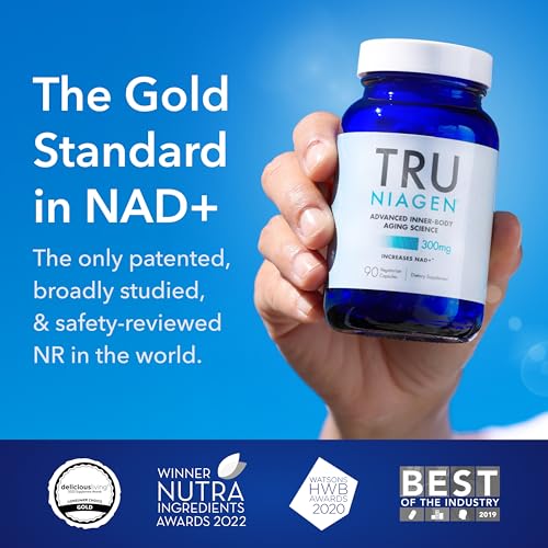 TRU NIAGEN Patented NAD+ Supplement for Anti Aging and Cell Regeneration, 300 mg Niagen, 90 Servings | Supports Cellular Energy, Brain