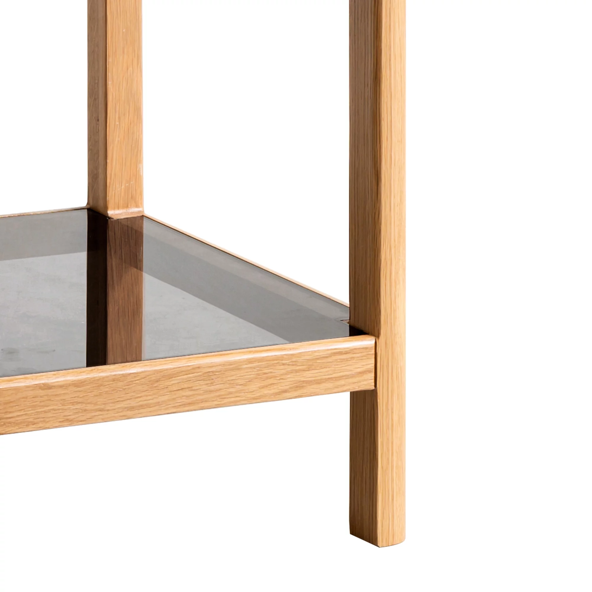 aixvx Natural Oak Wood End Table with Tempered Glass for Living Room, Dinning Room, or Bedroom