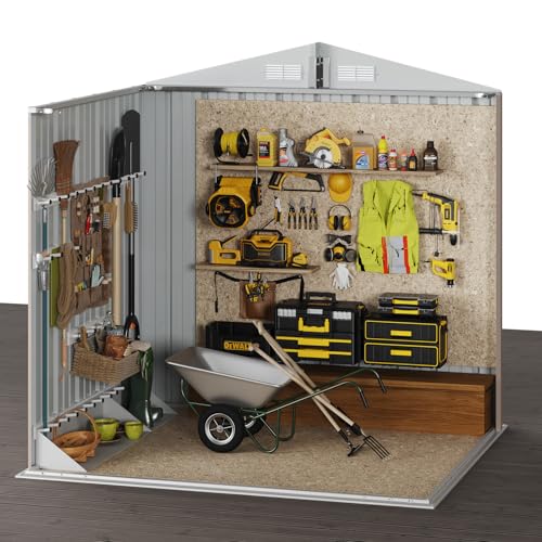 Aoxun 6.2x4 FT Shed Outdoor Storage Shed Metal Garden Shed with Lockable Doors & Slooping Roof Tool Shed Bike Shed for Backyard, Patio