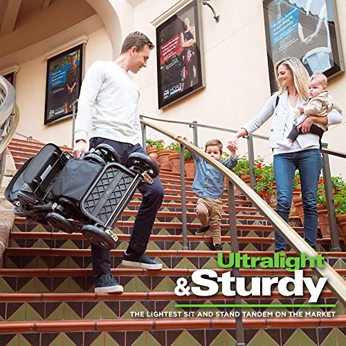 Joovy Caboose Ultralight Sit and Stand Double Stroller with Rear Bench and Standing Platform, 3-Way Reclining Seats, Optional Rear Seat