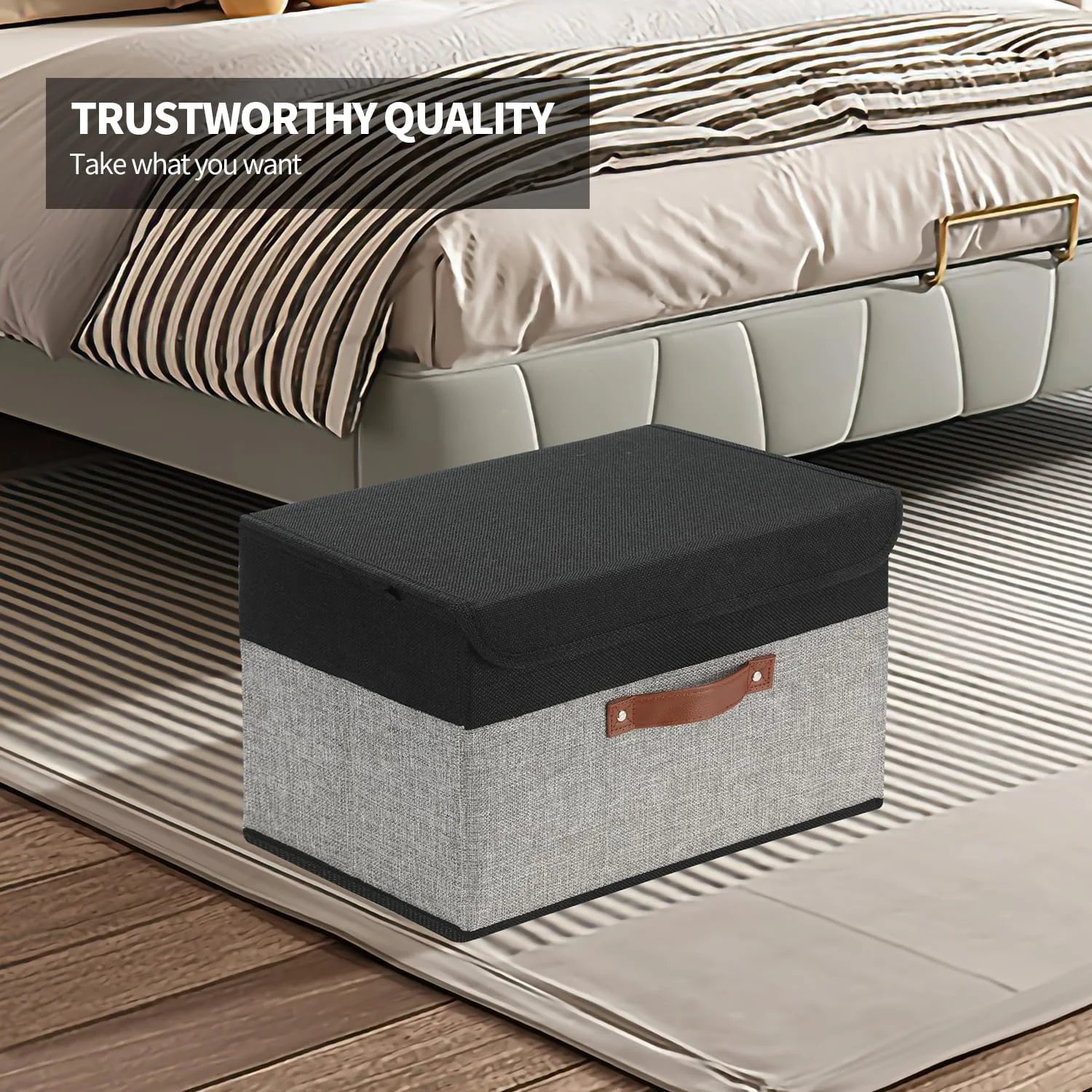 8 Pack Linen Foldable Storage Box Containers Fabric Bins with Lids Storage Baskets for Shelves Drawers, Desktop, Closet, Classroom, Office, Bedroom