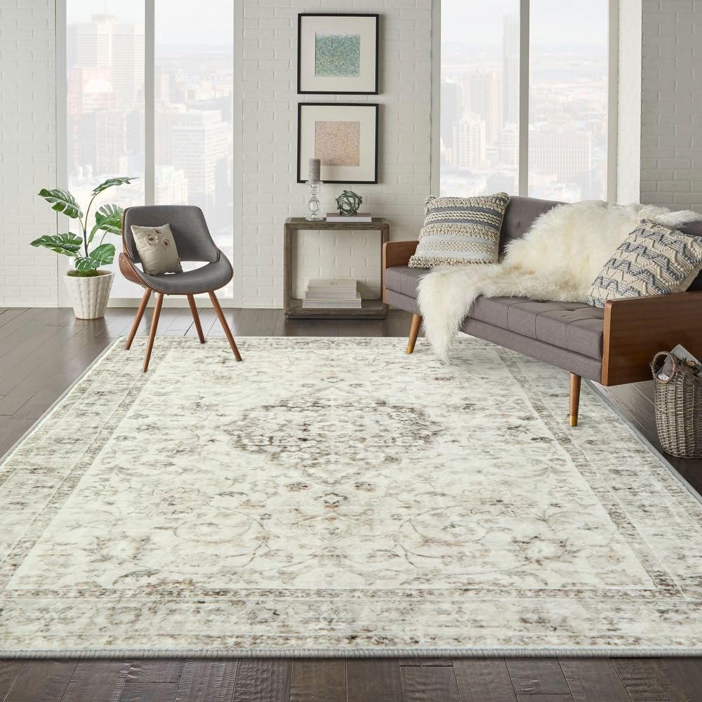 LIVEBOX Machine Washable Area Rugs 8x10 - Large Farmhouse Rugs for Living Room Oriental Rug for Bedroom