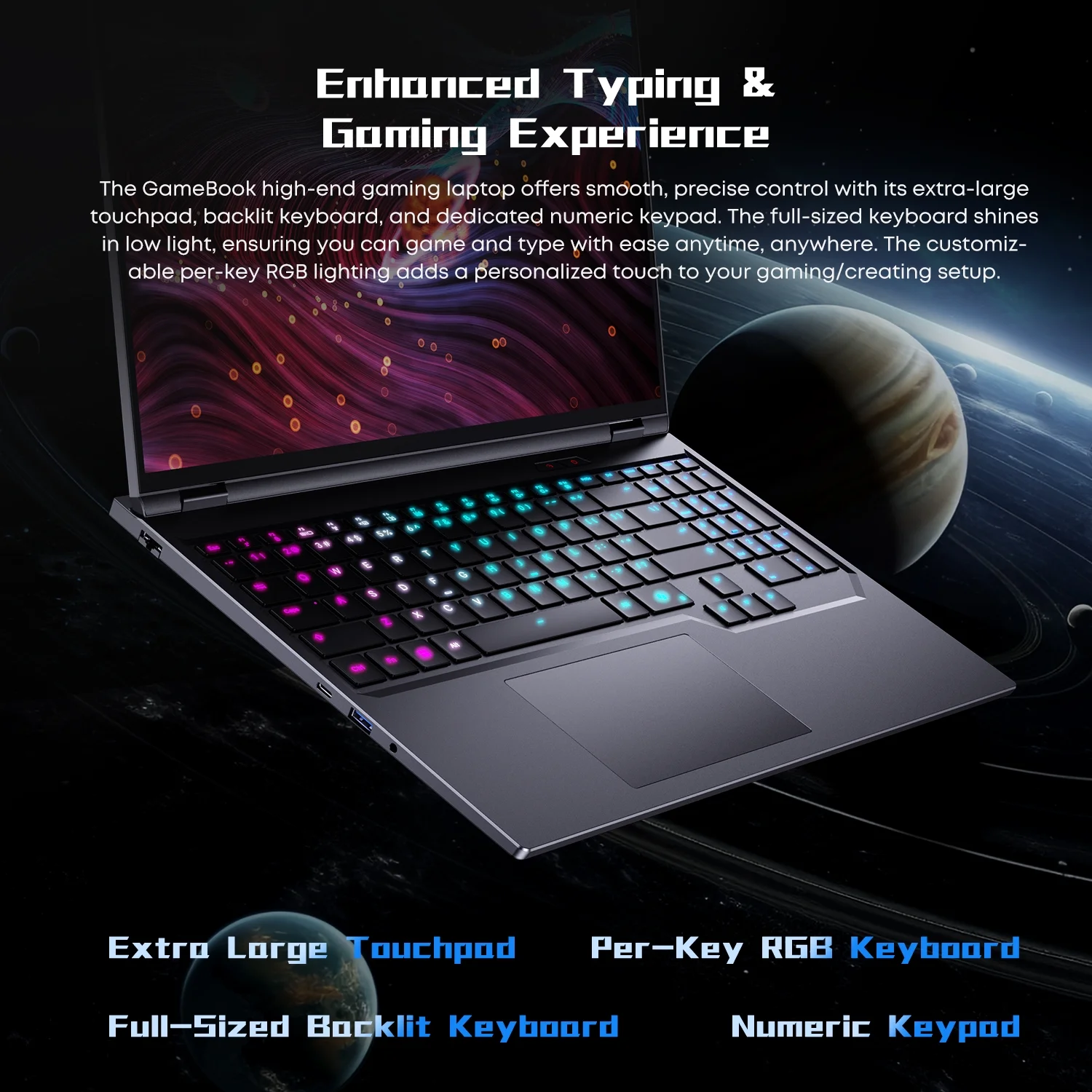 CHUWI 2025 GameBook AMD Ryzen 9 9955HX 16" Gaming Laptop,RTX-5070Ti Laptop GPU Notebook, Backlit Keyboard Computer,,32GB DDR5, 1TB Gen4
