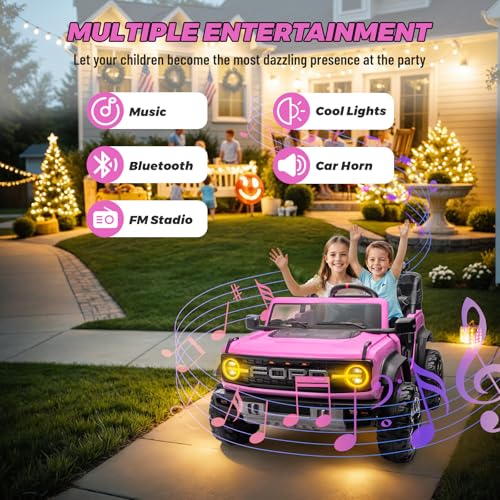 ENYOPRO 2 Seater Ride On Car for Kids, 24v Licensed Ford Bronco Raptor Electric Power Ride On Truck Toy with Remote Control