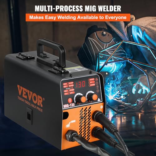 VEVOR MIG Welder, 130A Welding Machine, 3 in 1 Combo MMA/MIG/LIFT TIG Welder Machine, Flux Core Welder