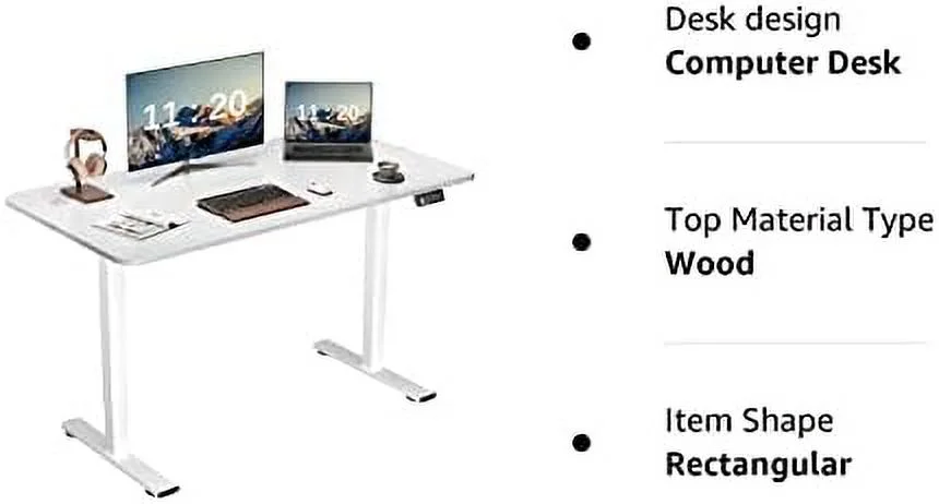 KHBIULIFE Standing Desk Electric Adjustable Desk Large 55 x 24 Sit Stand Up Desk Home Office Computer Desk Memory Preset with T-Shaped Metal Bracket