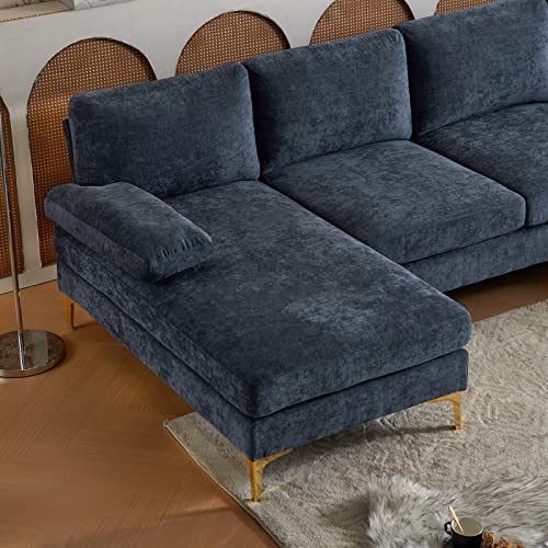 Karl home Convertible Sectional Sofa 110" U-Shape Sofa Couch 4-Seat Couch with Chaise ChenilleFabric Upholstered for Living Room, Apartment, Office