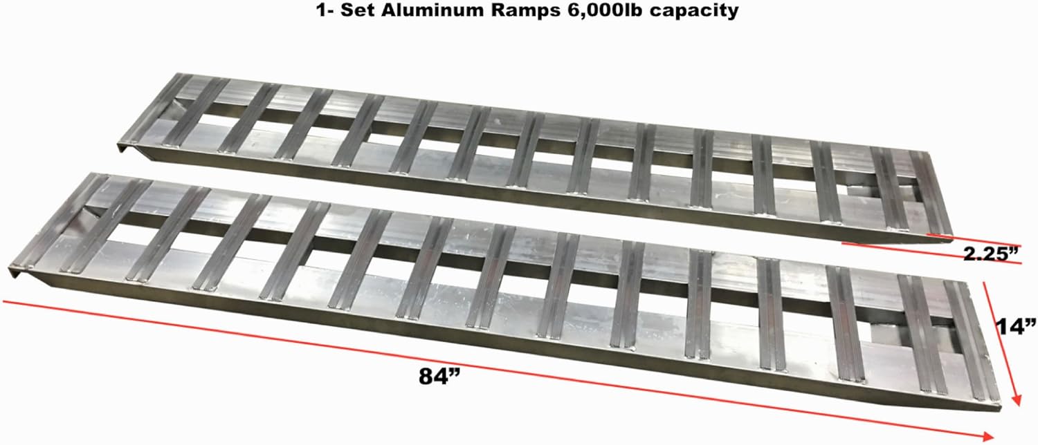GEN-Y Hitch Aluminum Trailer Ramps Car ATV Truck Ramps 1 Pair 2- ramps = 6000lb Capacity 14" Wide x 84" Long