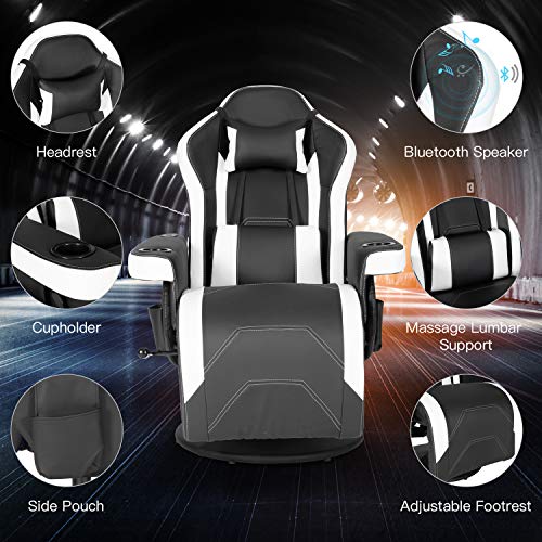 Modern-Depo Gaming Recliner Chair with Speakers, Massage, High Back, Cupholder, Headrest, Lumbar Support