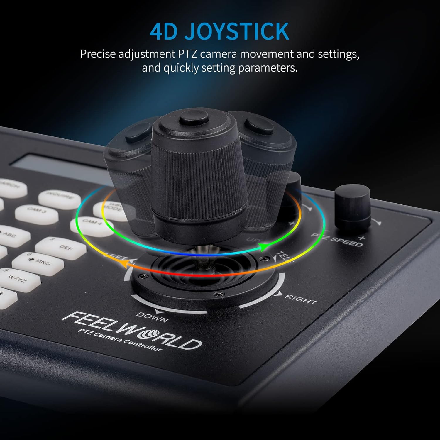 FEELWORLD KBC10 PTZ Camera Controller with Joystick and Keyboard Control LCD Screen PoE Supported for Live Streaming Church Conference