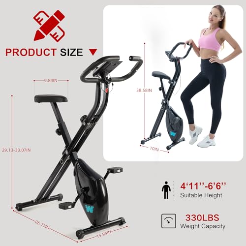 BARWING Stationary Exercise Bike for Home Workout, 5 IN 1 Foldable Indoor Cycling Bike for Seniors, 350LB Capacity, 16-Level Magnetic Resistance
