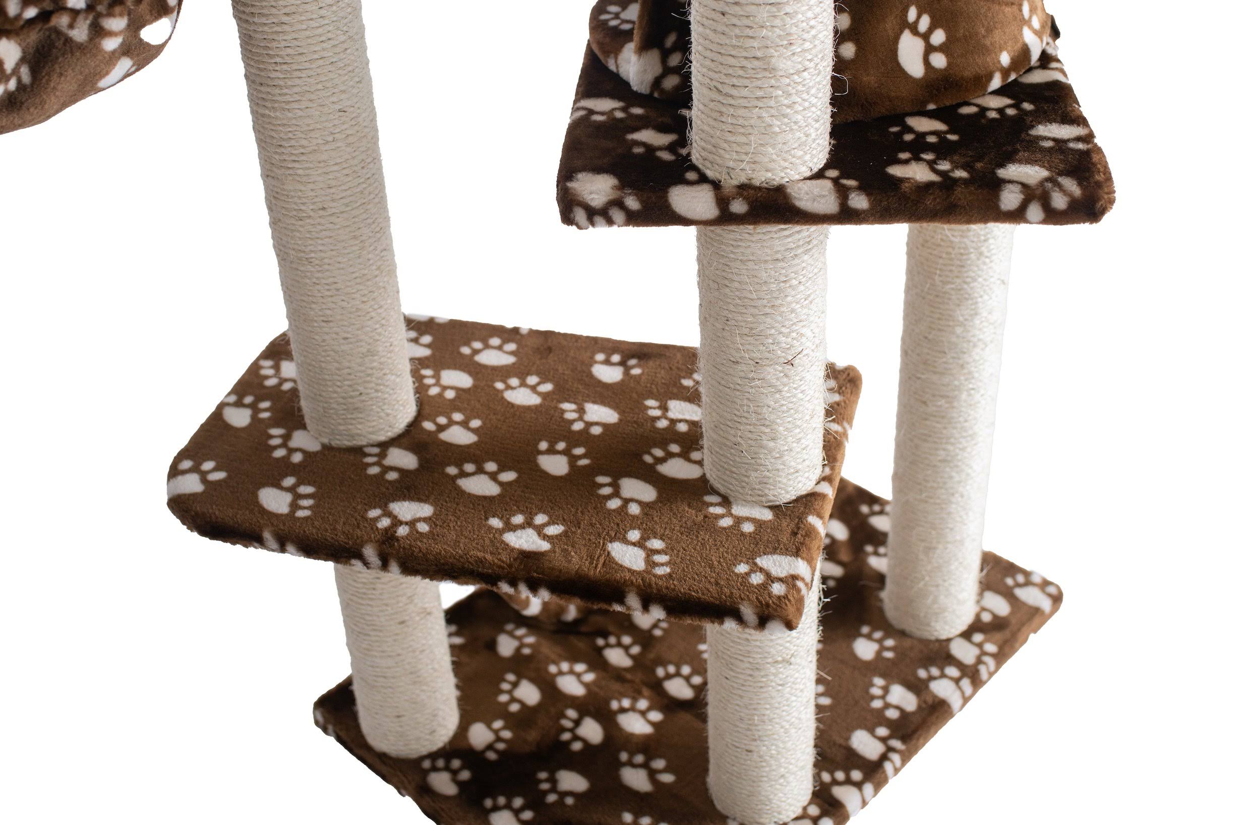 Armarkat 66-Inch Cat Tree, Saddle Brown/White Paw Print